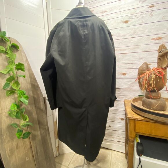 Misty Harbor Black Rain Trench Coat Zip Out Flannel Lining Button 42 REG Pilot - Picture 6 of 13
